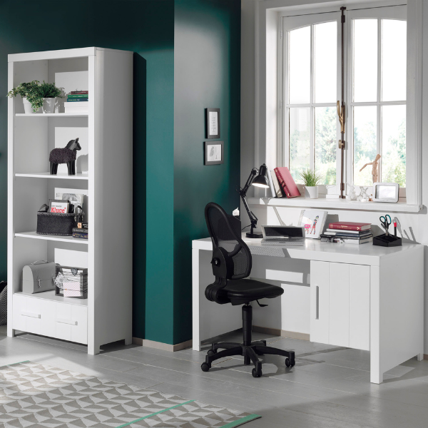 Combinaison Erik avec bureau et bibliothèque-blanc