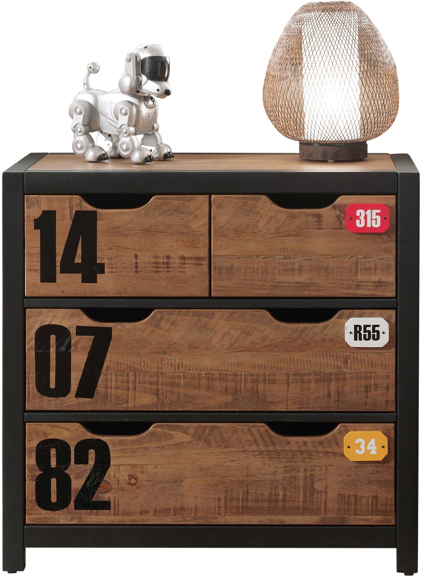 Commode Alex avec 4 tiroirs - pin/anthracite - Image 3