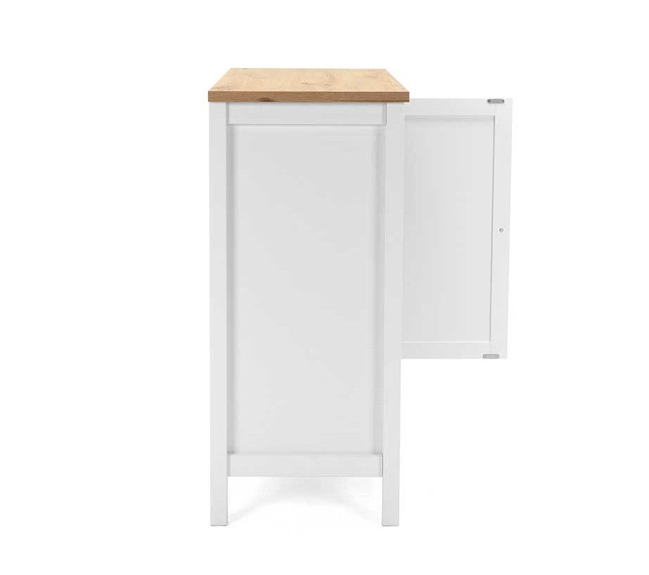 Commode Berge 80cm 2 portes - blanc/chêne - Image 2