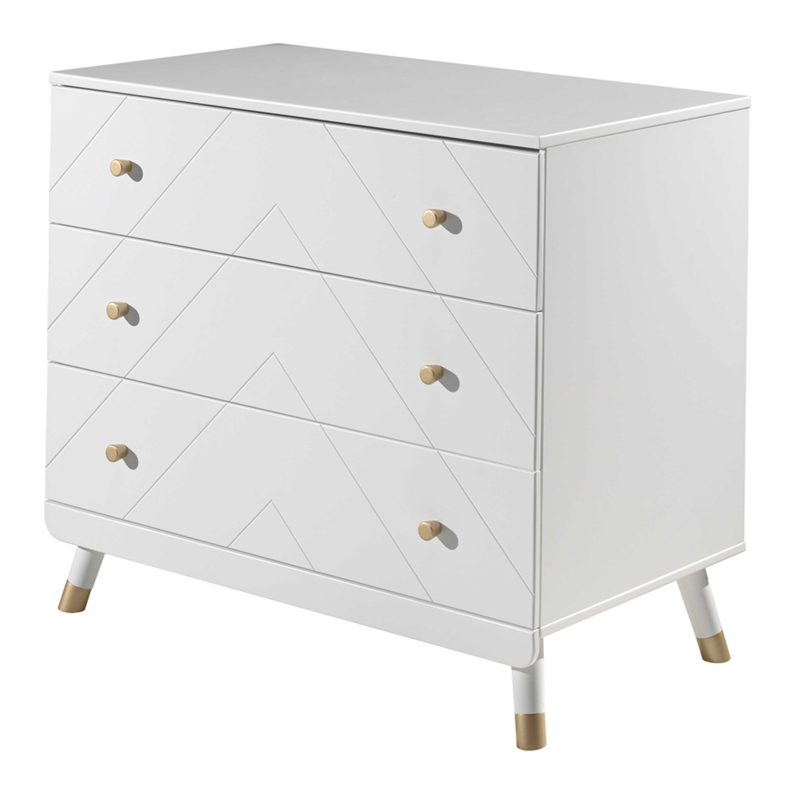 Commode Billy 100x57x89cm 3 tirois - blanc/or - Image 4