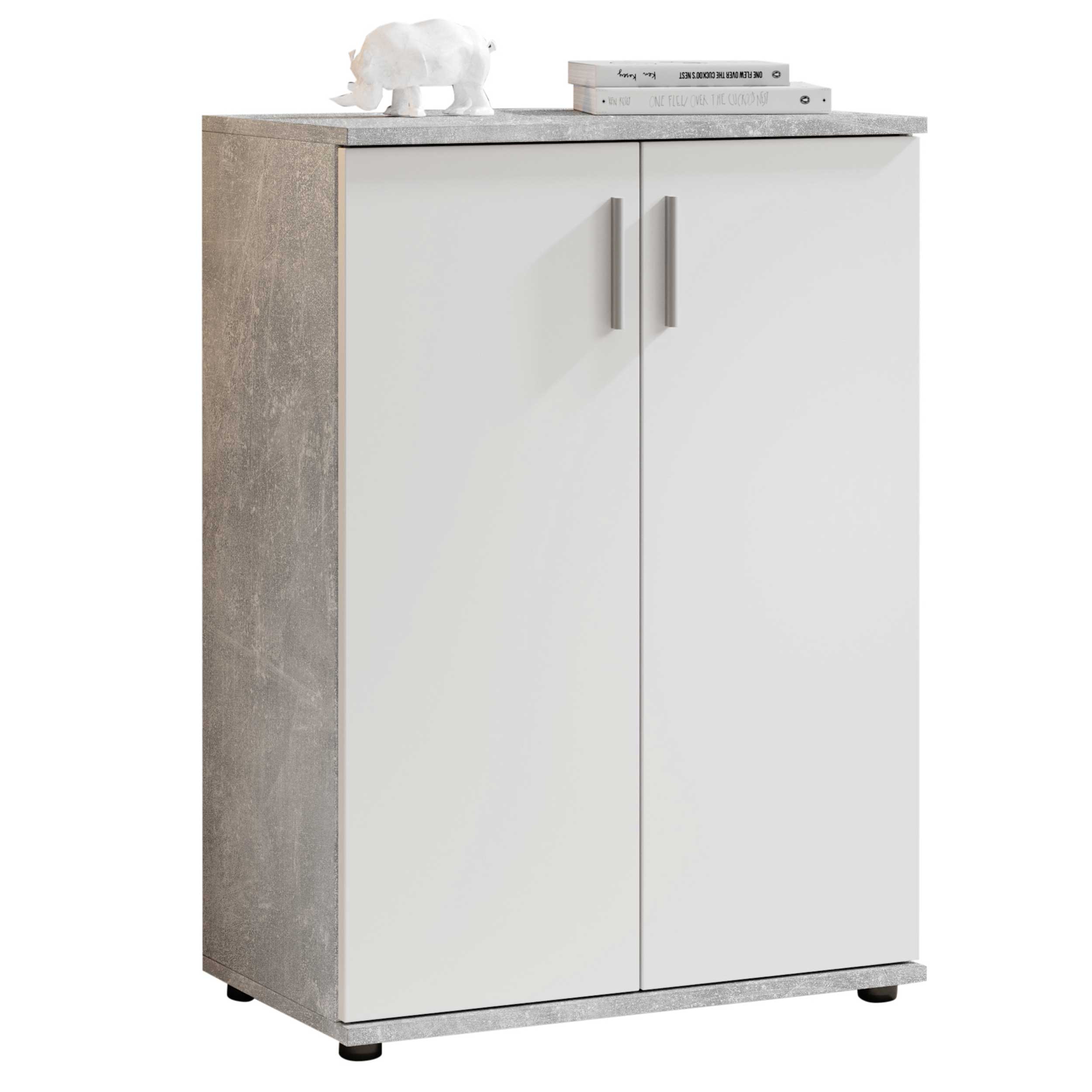 Commode Debby 2 portes - blanc/béton - Image 8