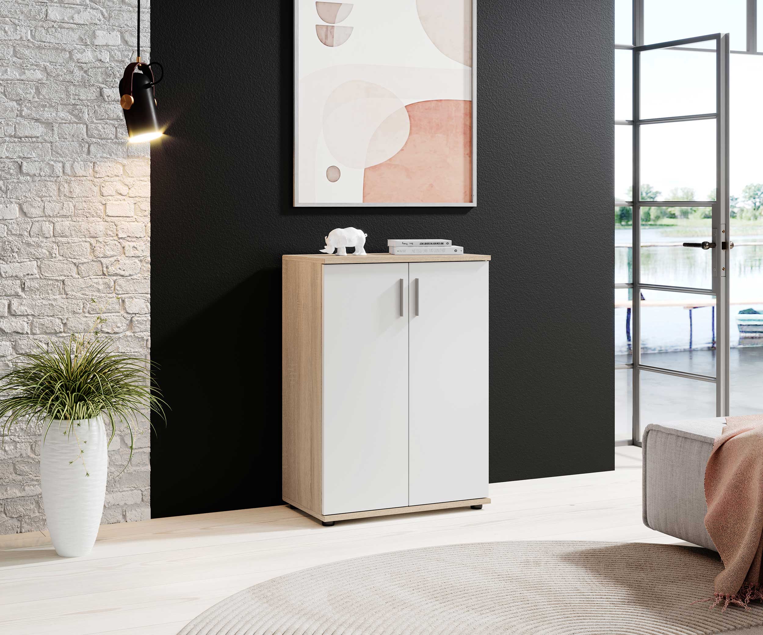 Commode Debby 2 portes - blanc/chêne - Image 6