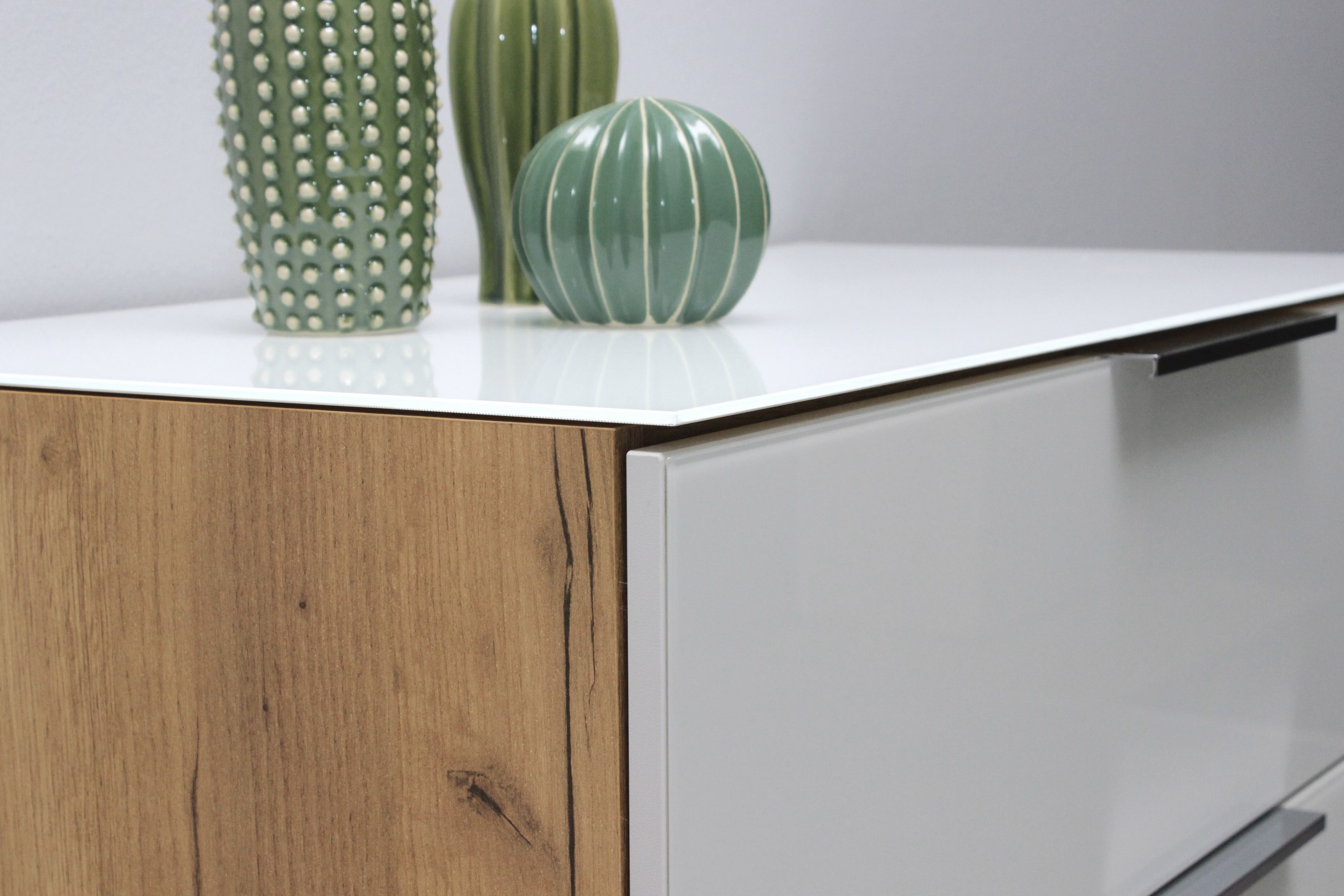 Commode Dudek 83cm avec 2 portes & 1 tiroir - blanc/chêne - Image 2