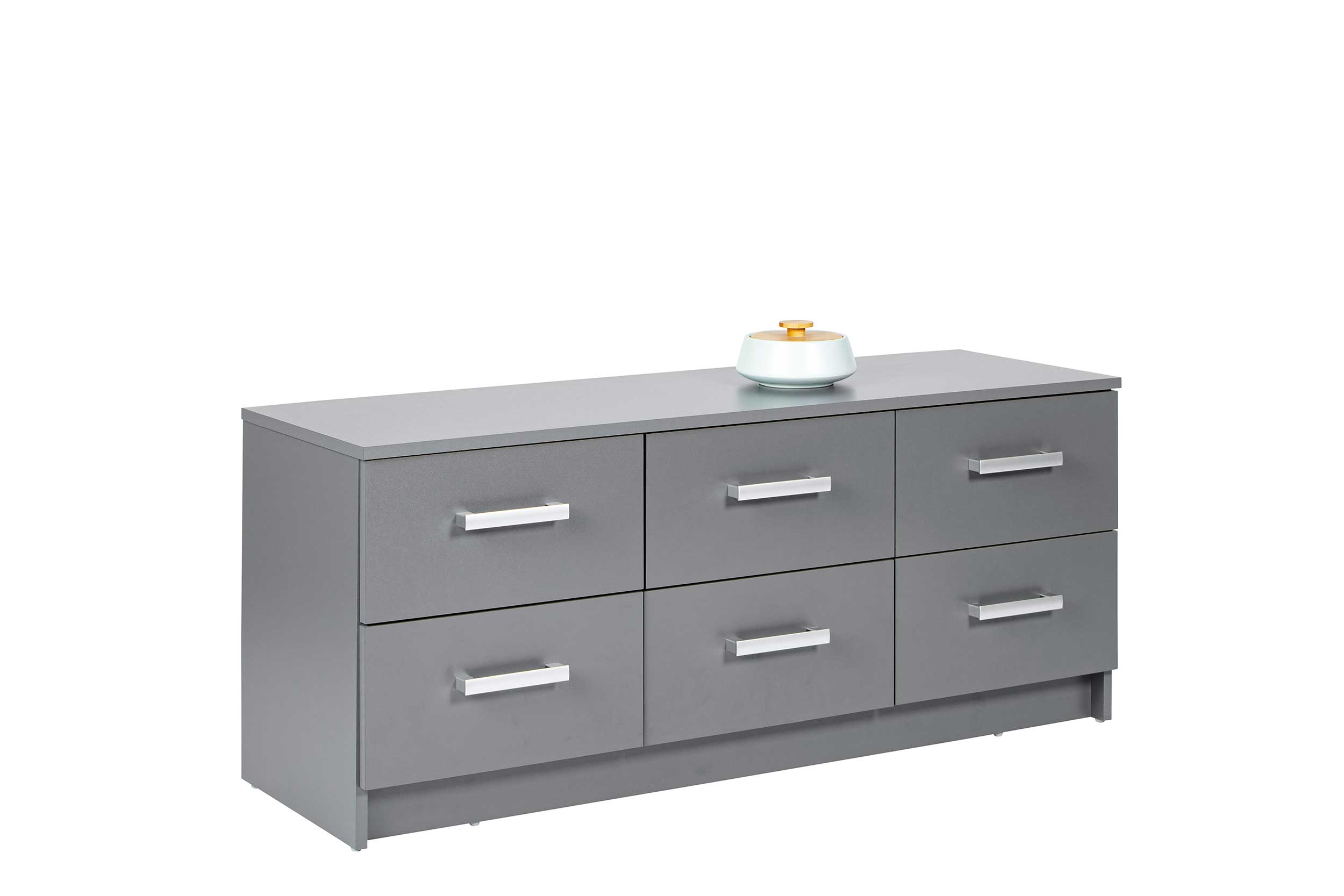 Commode Eden 122cm 6 tiroirs - gris graphite