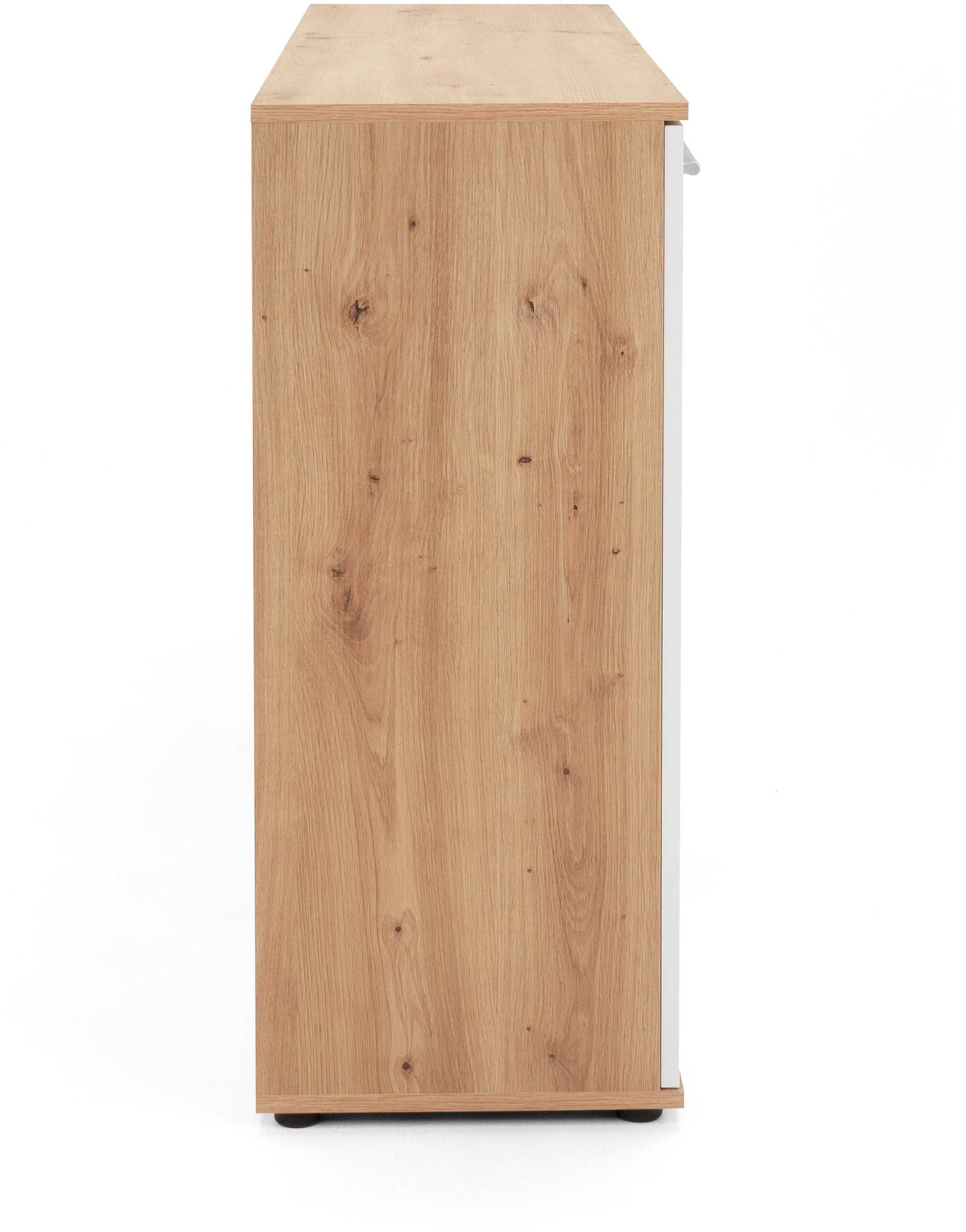 Commode Jakob 120cm, 2 portes & 4 tiroirs - décor en chêne/blanc - Image 4