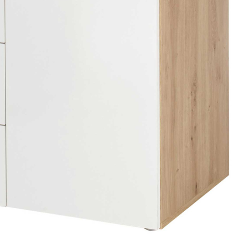 Commode Lobi 2 portes 4 tiroirs - blanc brillant/bois - Image 4