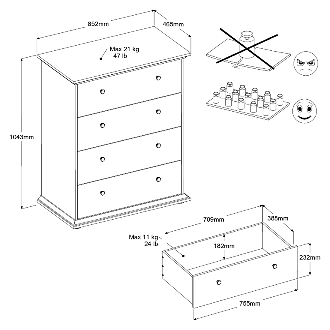 Commode Morgane 4 tiroirs - blanc - Image 3
