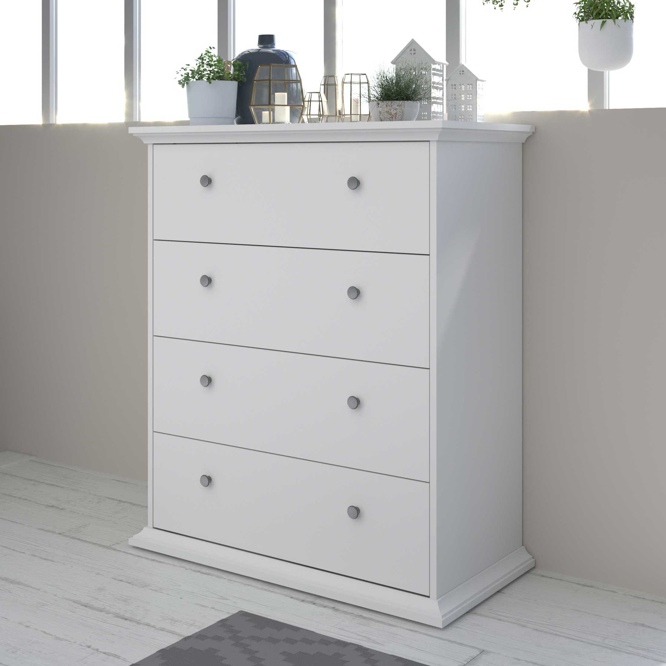 Commode Morgane 4 tiroirs - blanc