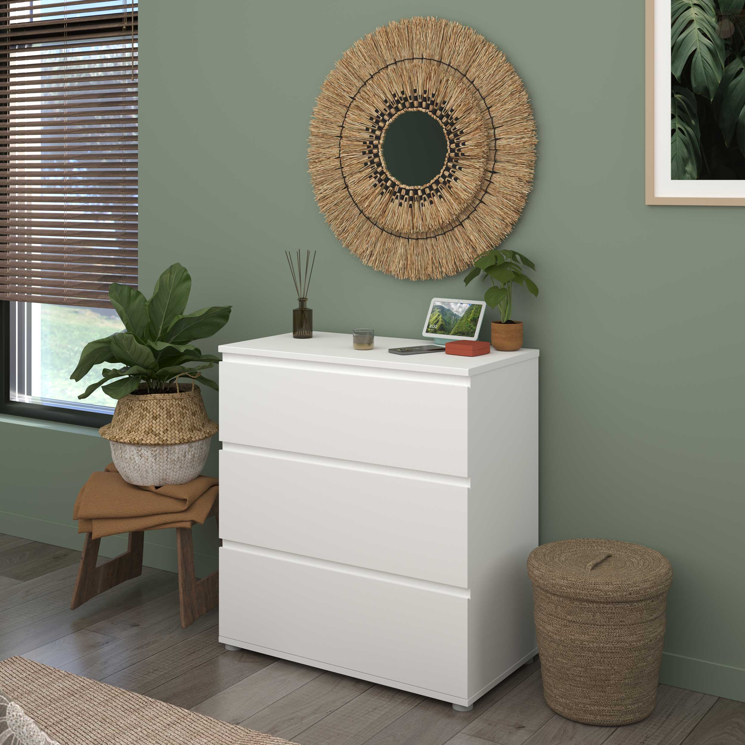 Commode Nux 3 tiroirs - blanc - Image 2