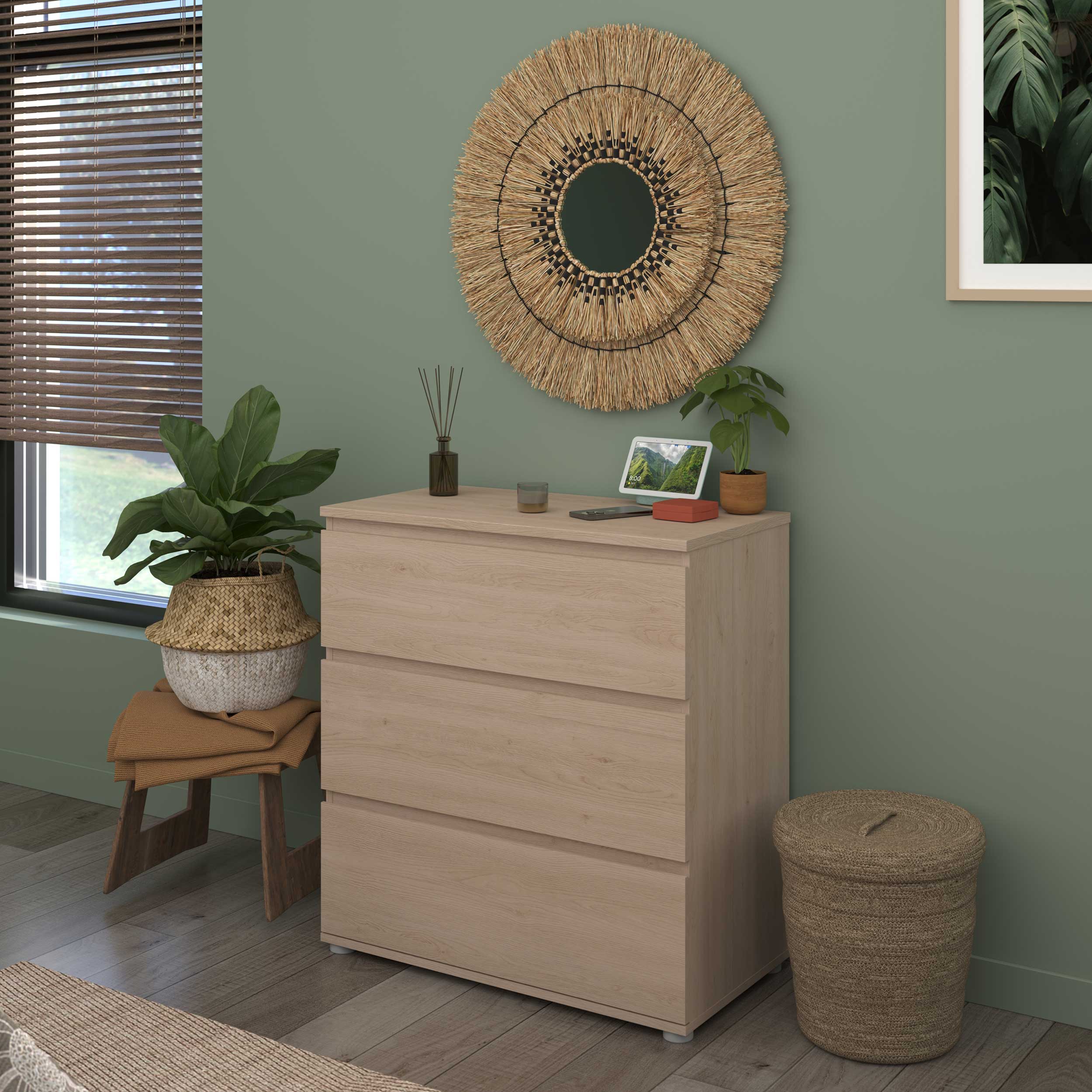 Commode Nux 3 tiroirs - chêne - Image 2