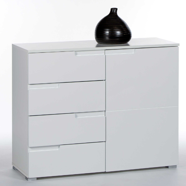 Commode Peso 1 porte 4 tiroirs - blanc