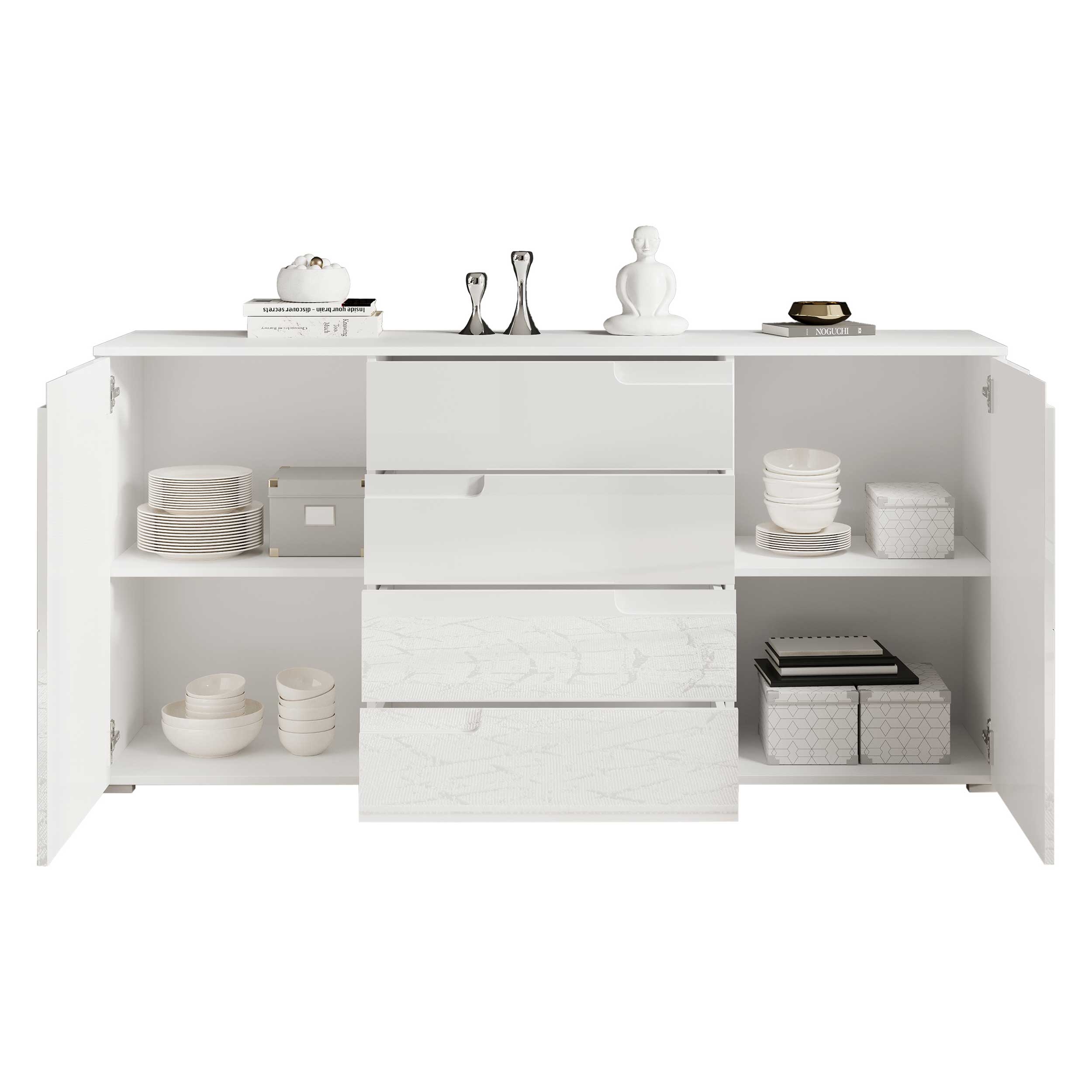Commode Peso 2 portes 4 tiroirs - blanc - Image 2
