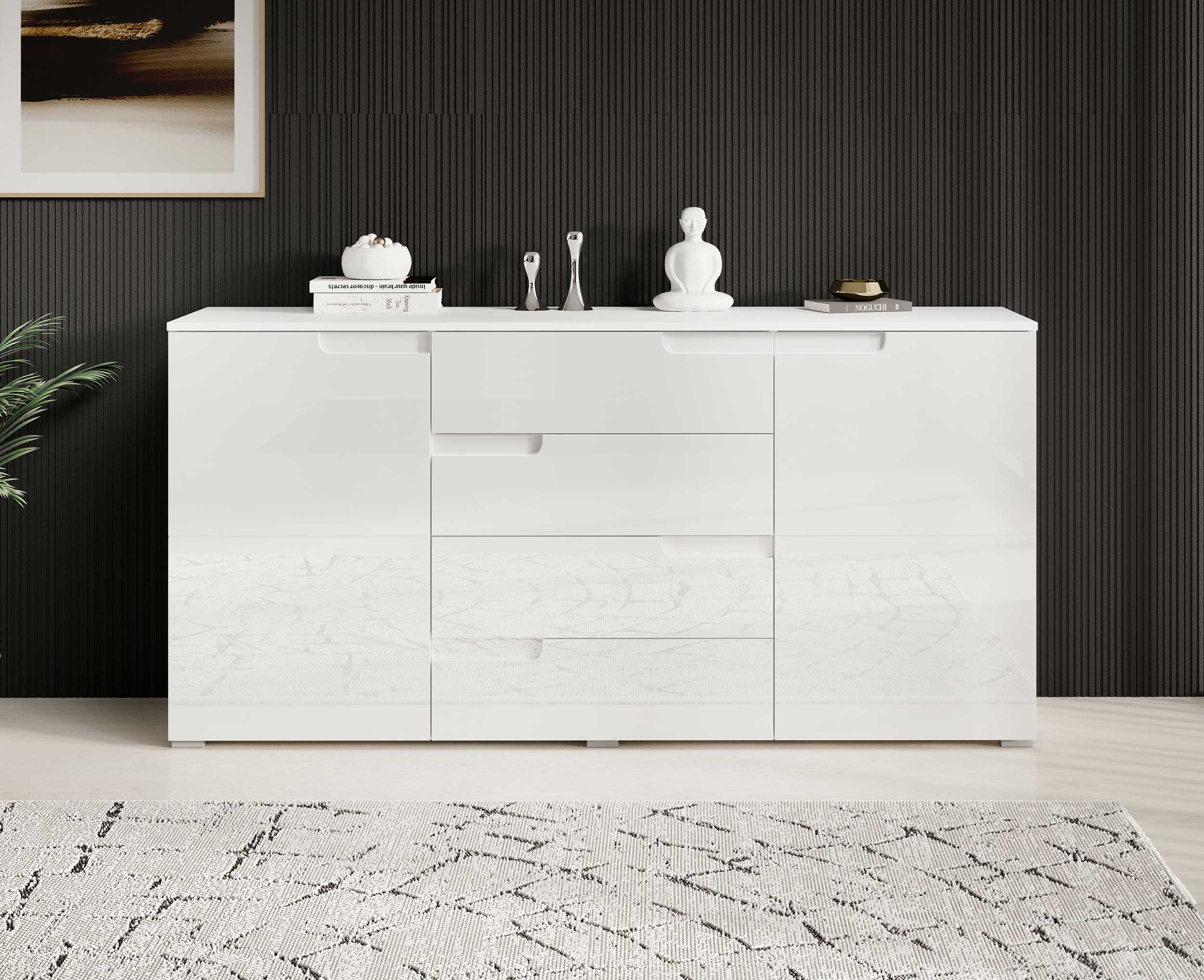 Commode Peso 2 portes 4 tiroirs - blanc - Image 8