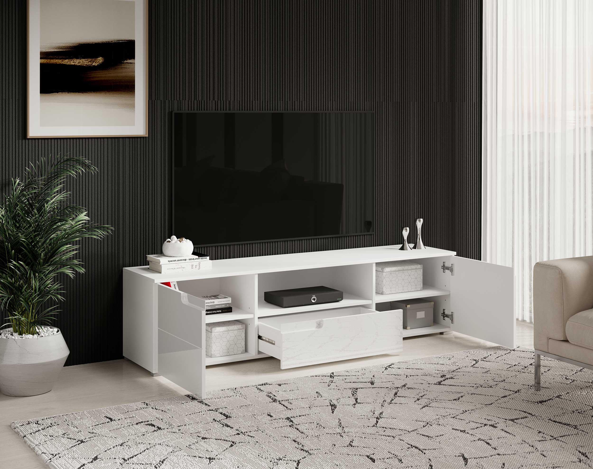 Commode Peso  portes  tiroirs - blanc - Image 6