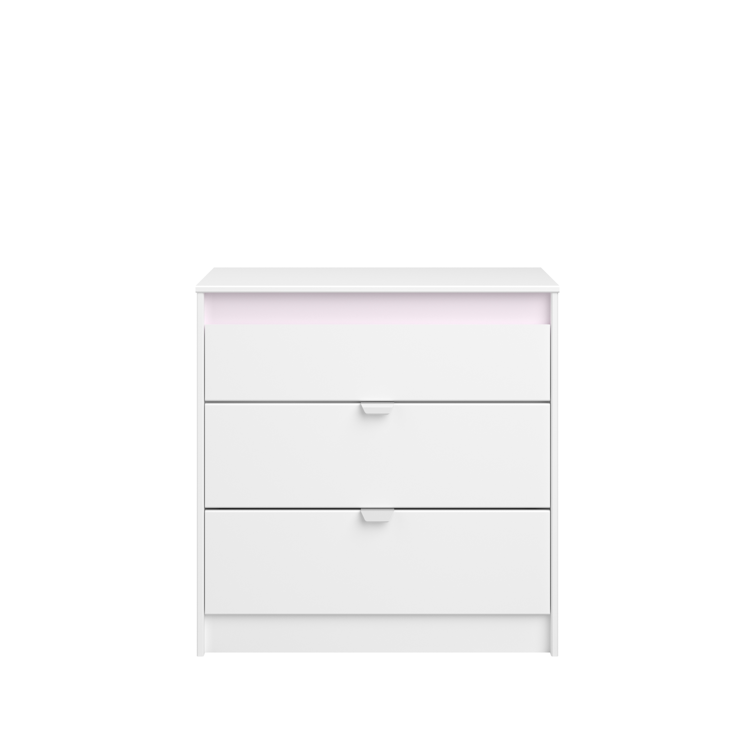 Commode Rue 78cm avec 3 tiroirs - blanc/gris ou blanc/rose - Image 7