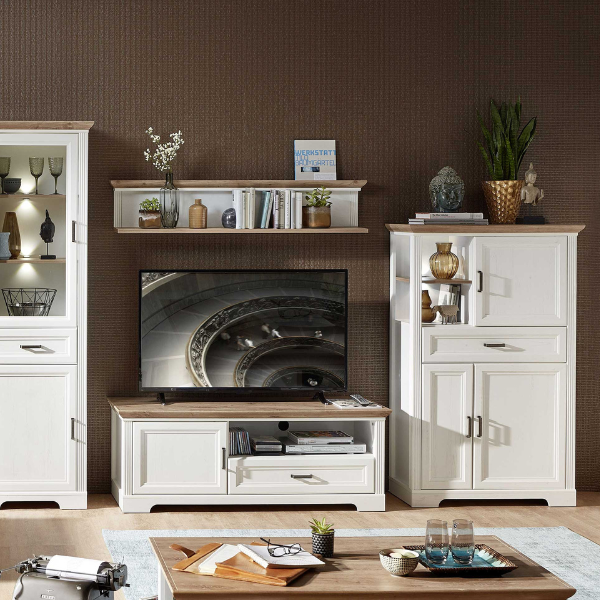 Commode Samine 3 portes & 1 tiroir - blanc/chêne - Image 4