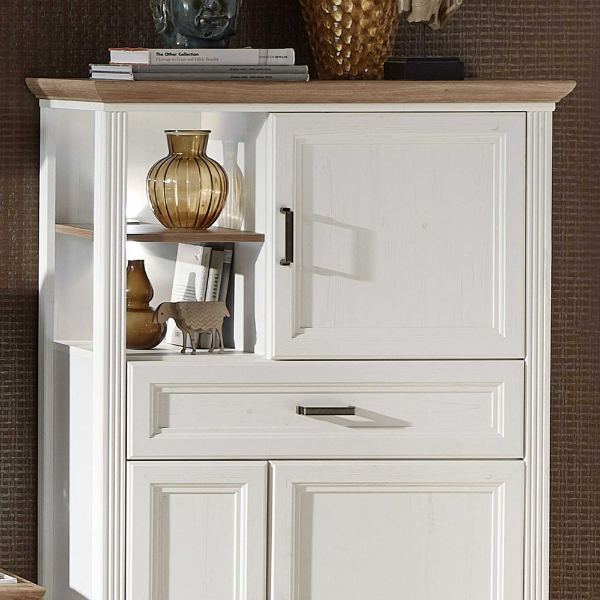 Commode Samine 3 portes & 1 tiroir - blanc/chêne - Image 5