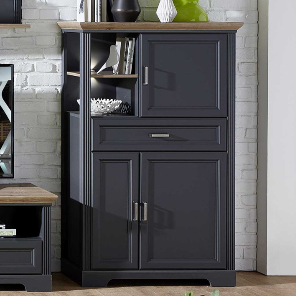 Commode Samine 3 portes & 1 tiroir - graphite/chêne - Image 1