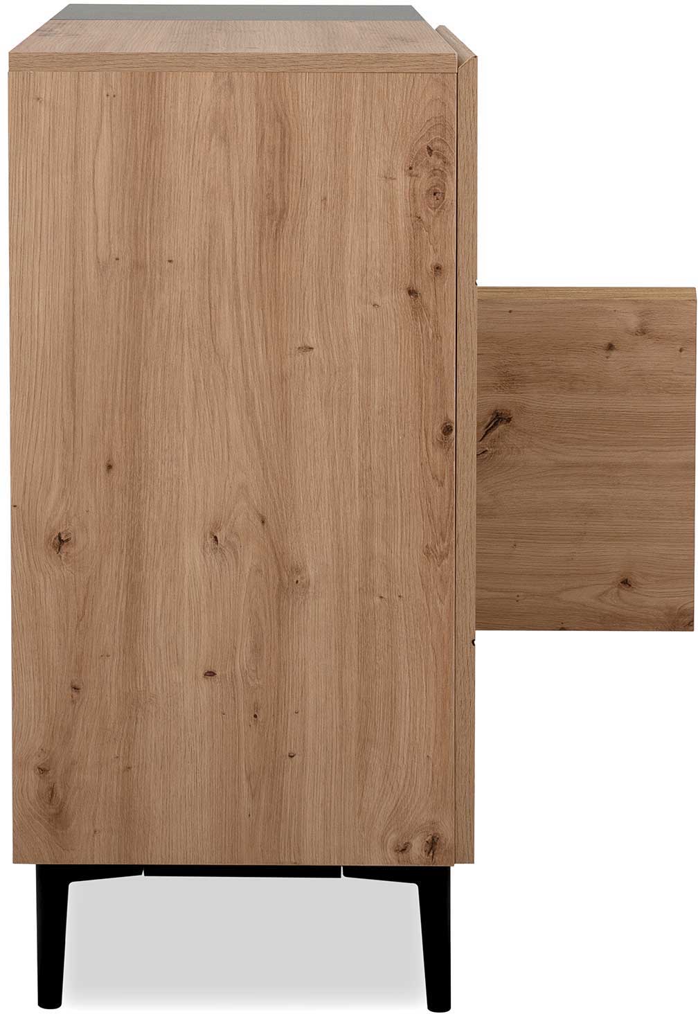 Commode Ted 80cm 2 portes - chêne/noir - Image 4