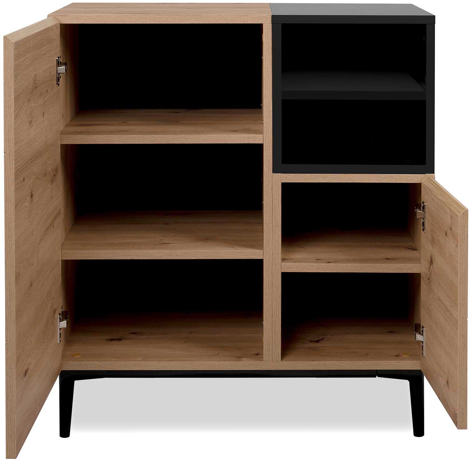 Commode Ted 80cm 2 portes - chêne/noir - Image 6