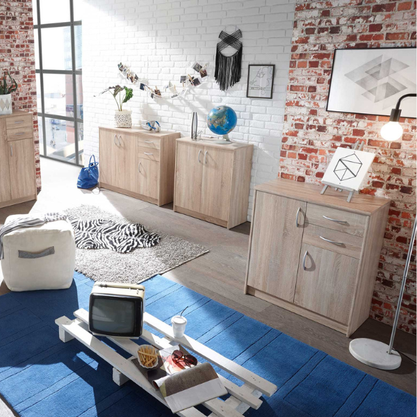 Commode Ultima 74x35x86cm avec 2 portes & 2 tiroirs - sonoma chêne - Image 2