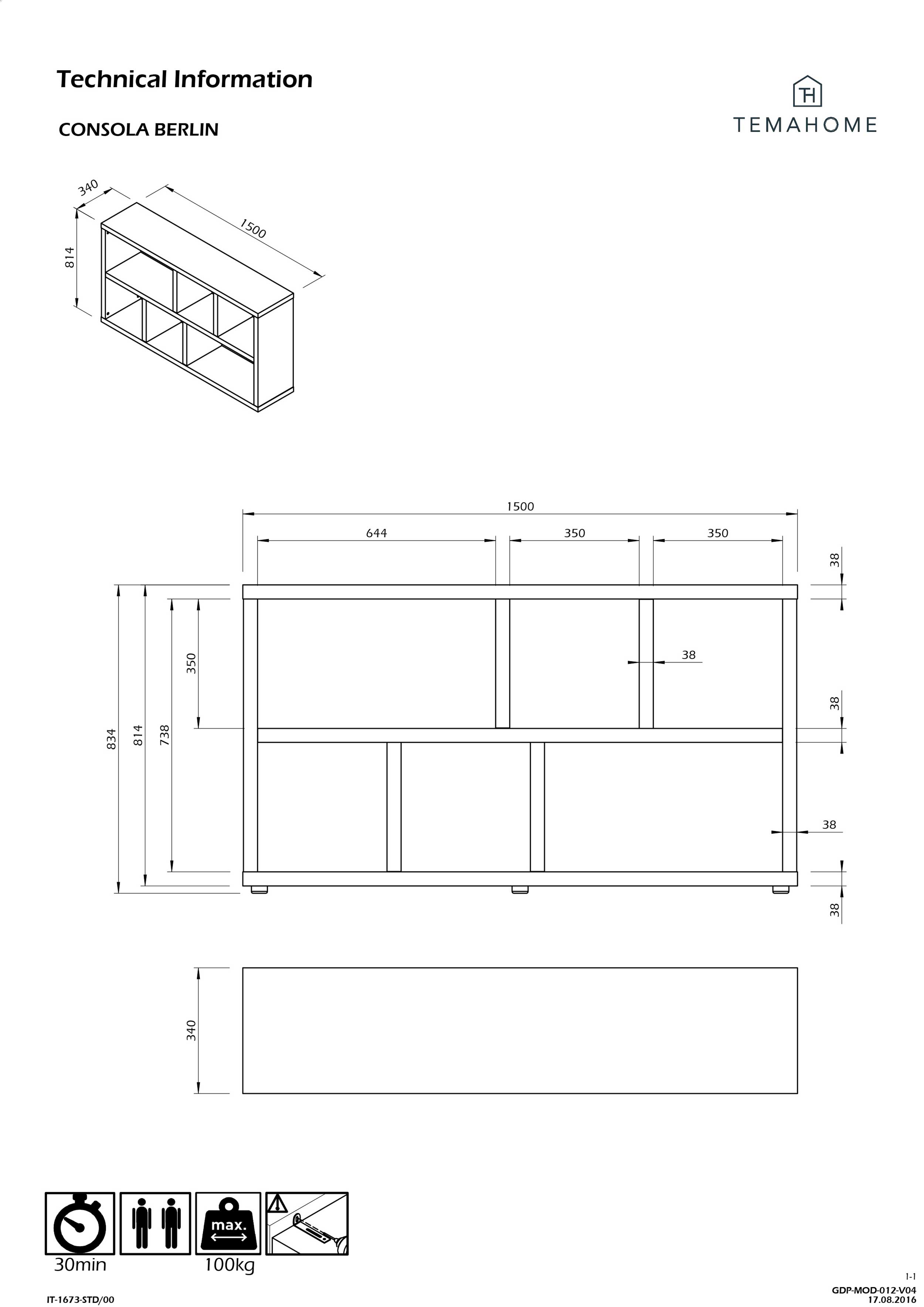 Console Berkeley 6 compartiments - blanc - Image 2
