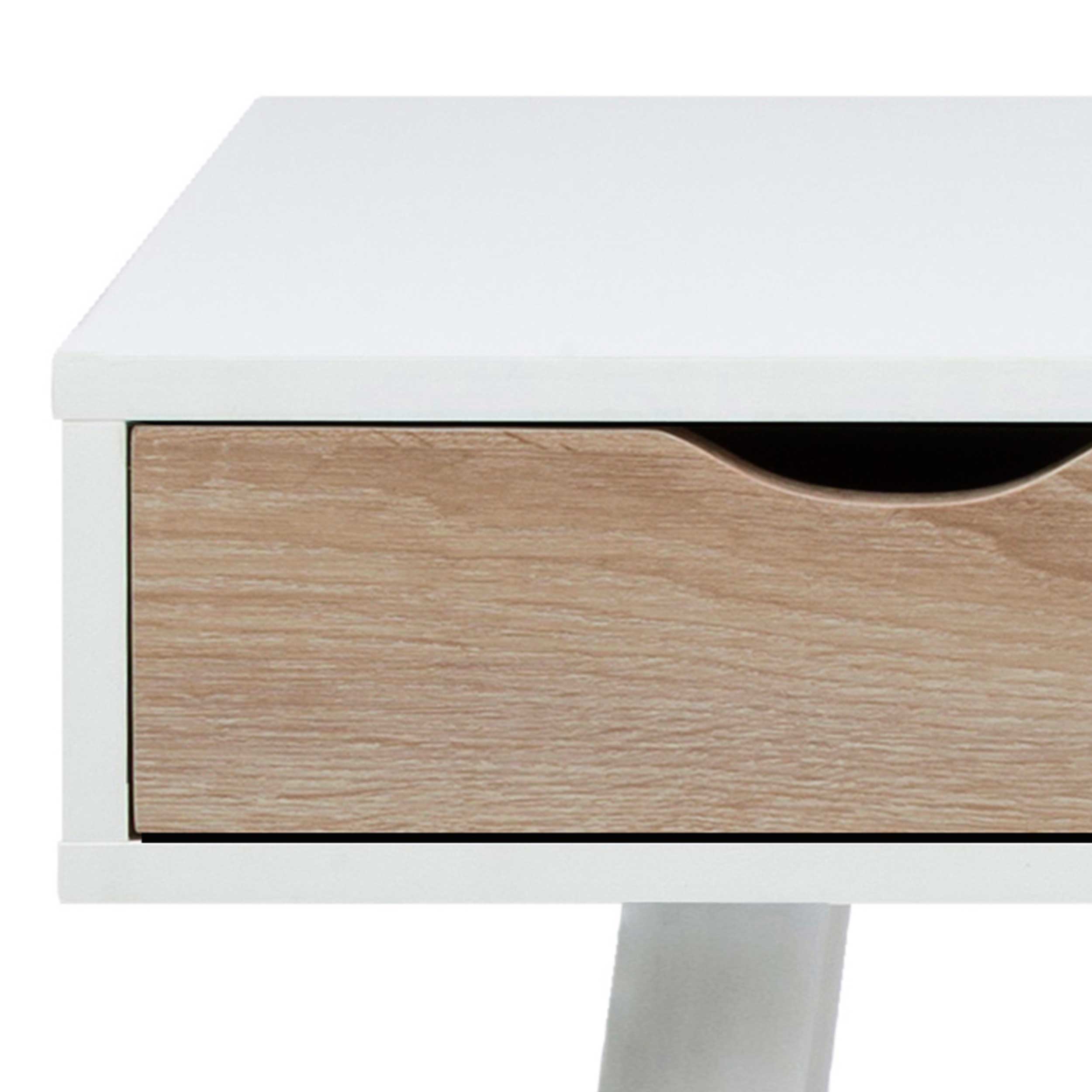 Console/bureau Jupiter 110 cm 3 tiroirs - blanc/chêne - Image 3