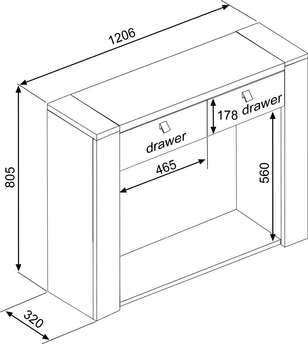 Console Iris 120cm à 2 tiroirs - béton gris - Image 2