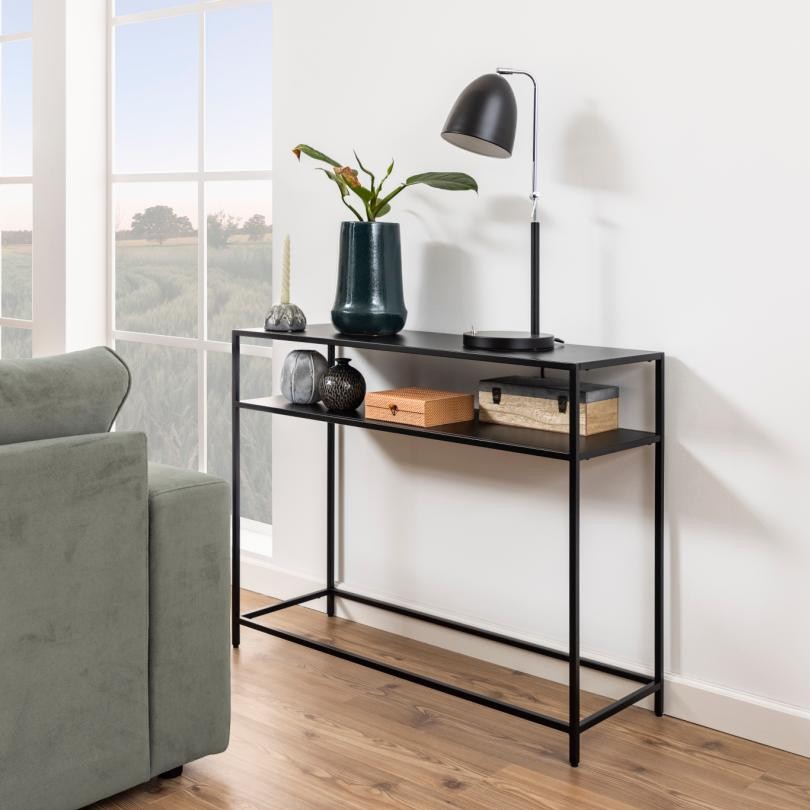 Console Nebas 100cm 1 étagère - noir mat