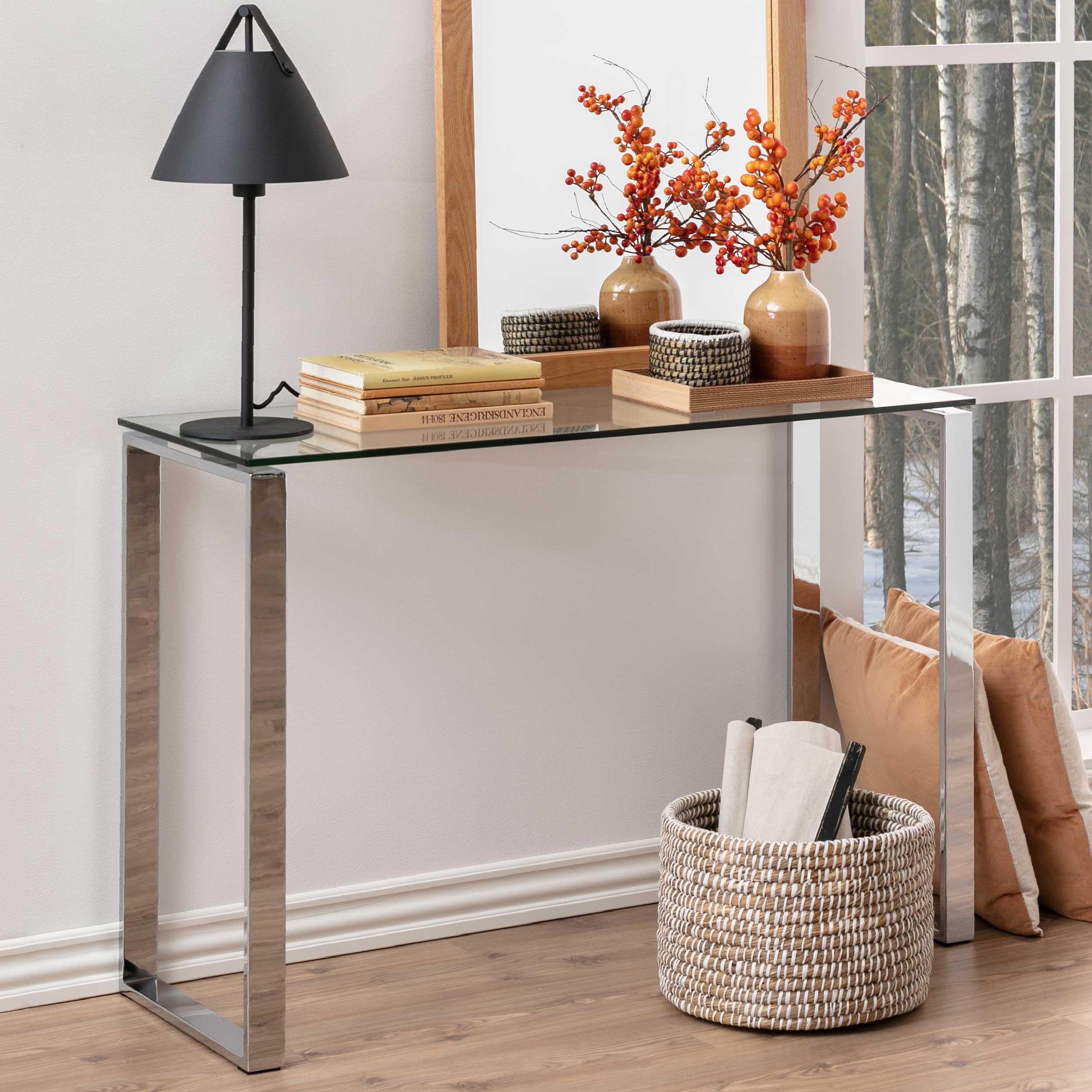 Console Nicola 110cm - plateau en verre/métale