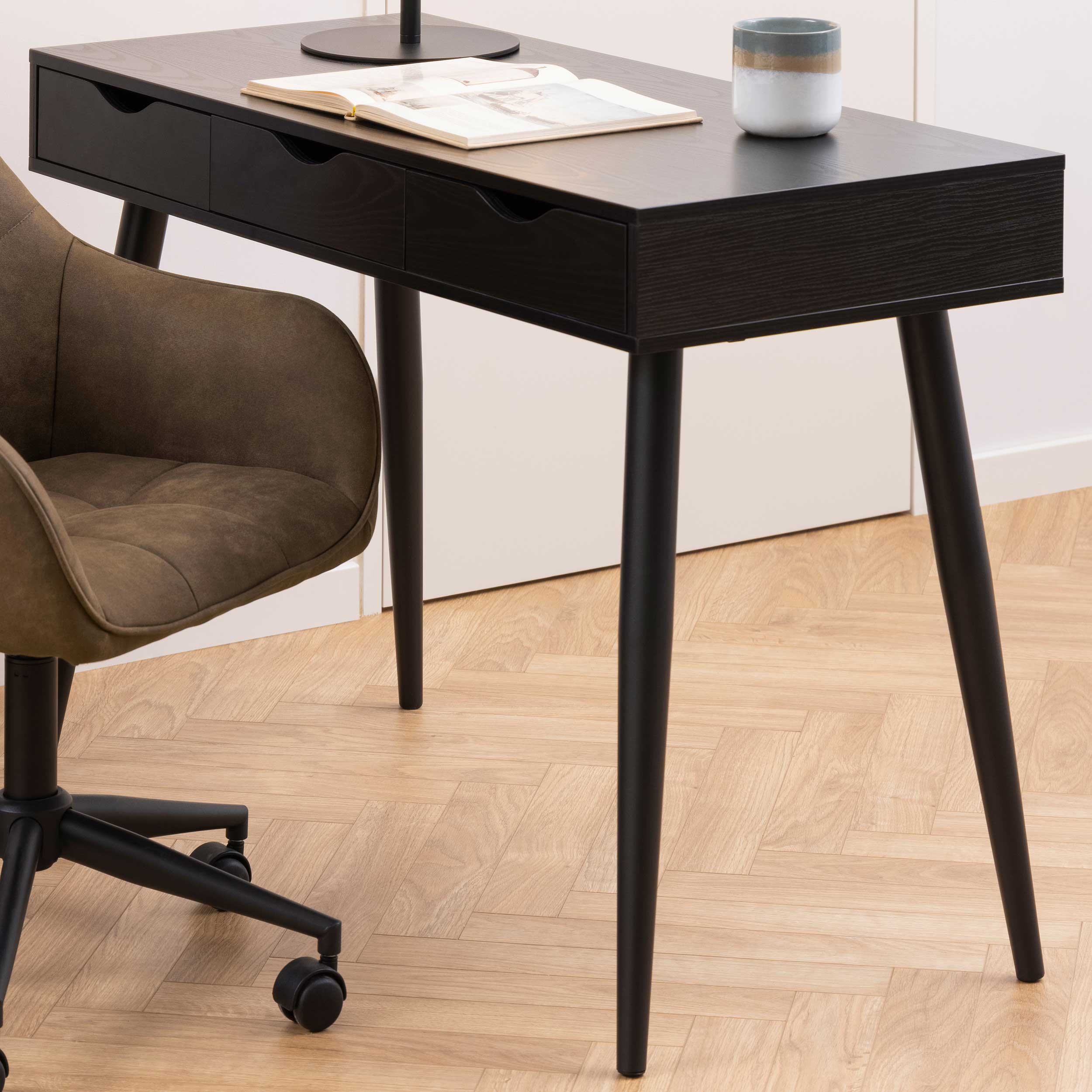 Console/bureau Jupiter 110 cm 3 tiroirs - noir