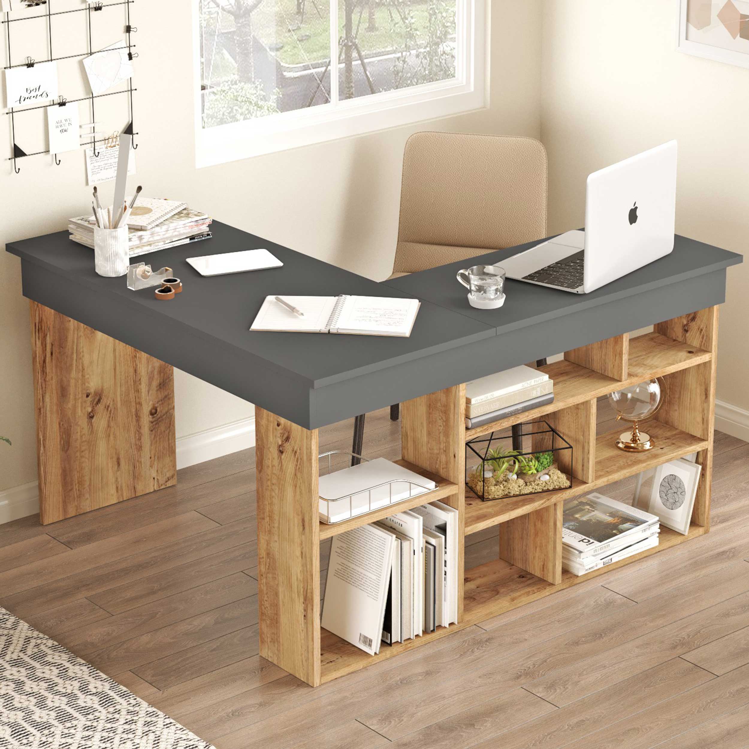 CT5 Bureau d'étude | 100 % MÉLAMINE | Pin Atlantique, Anthracite - Image 1