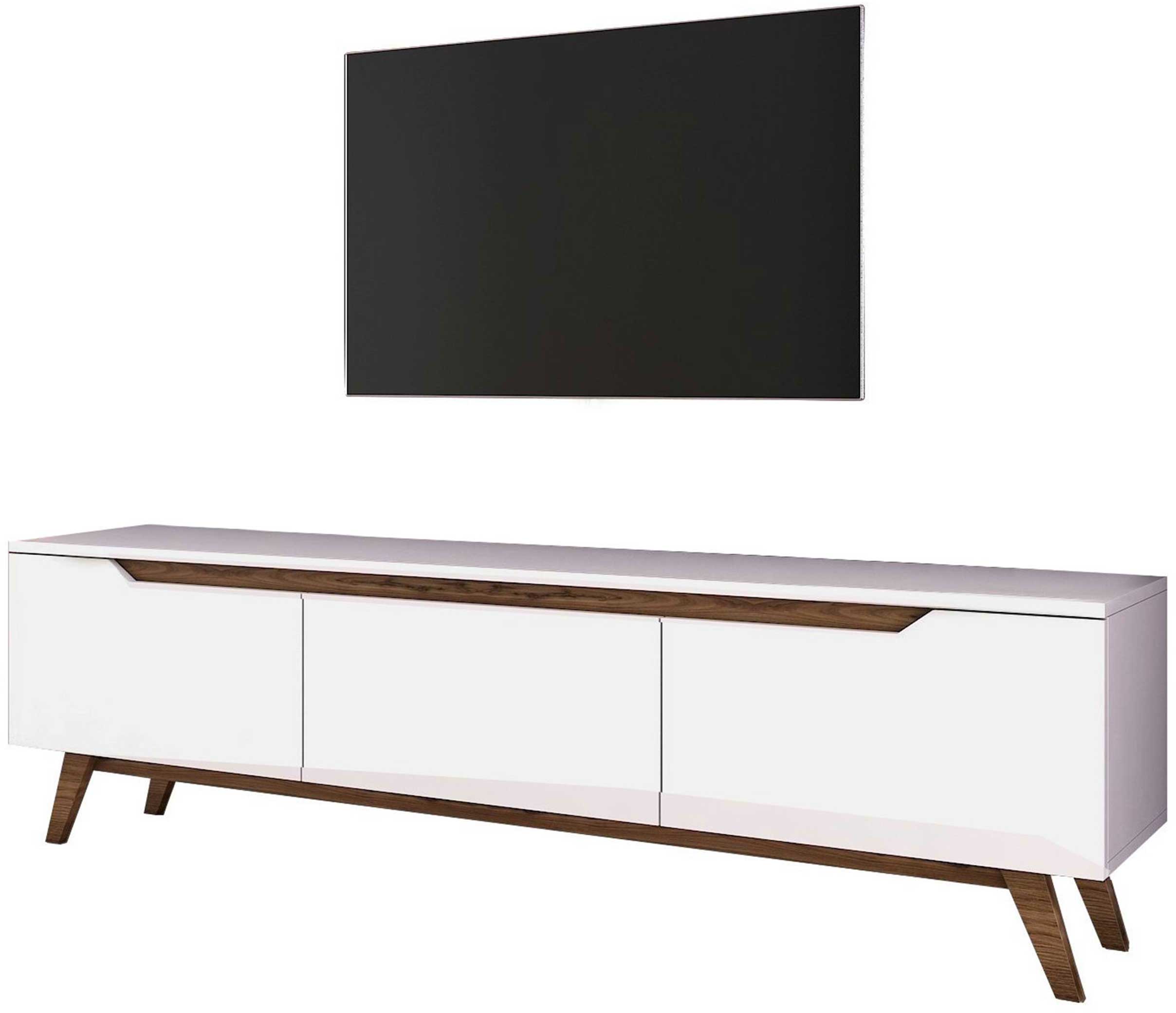 D1 Meuble TV | 100 % MÉLAMINE | Blanc, Noyer - Image 5