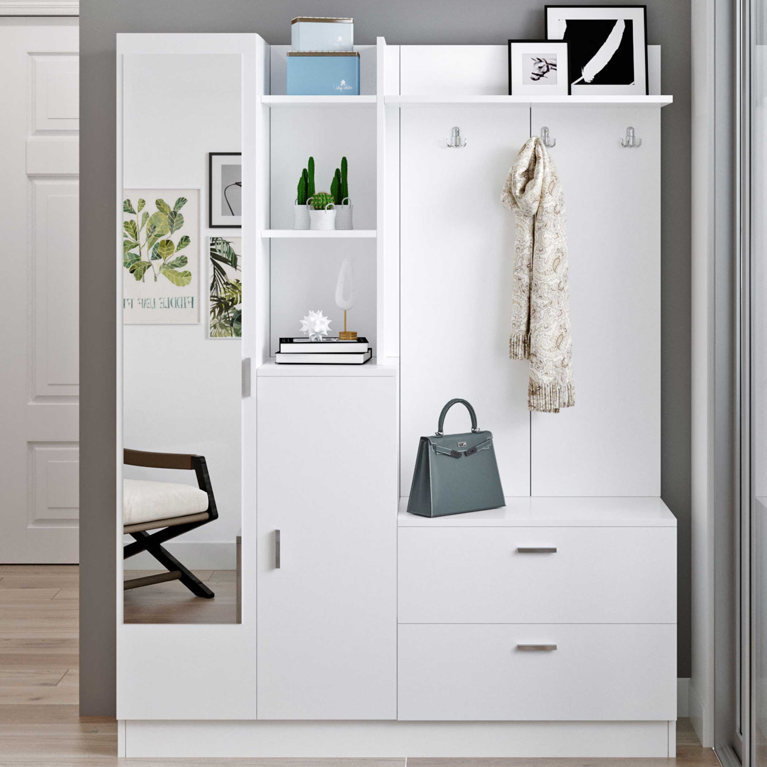 DD5 Meuble d'entrée | 100 % MÉLAMINE | Blanc