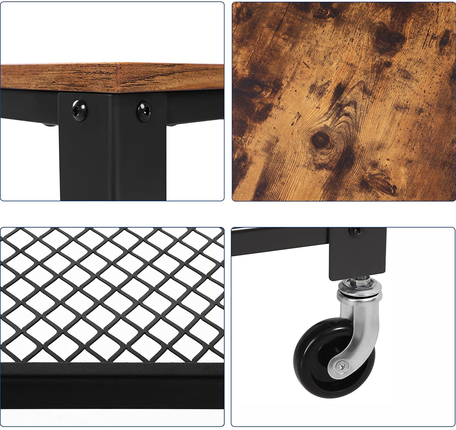 Desserte Bill 2 tablettes - brun rustique/noir - Image 3