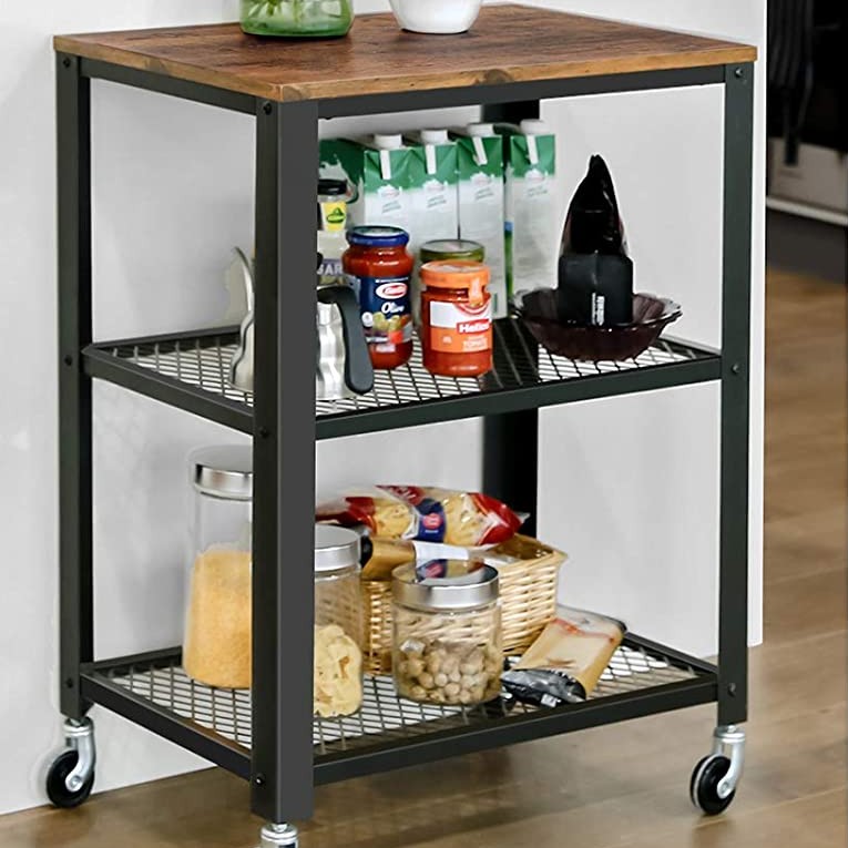 Desserte Bill 2 tablettes - brun rustique/noir - Image 1