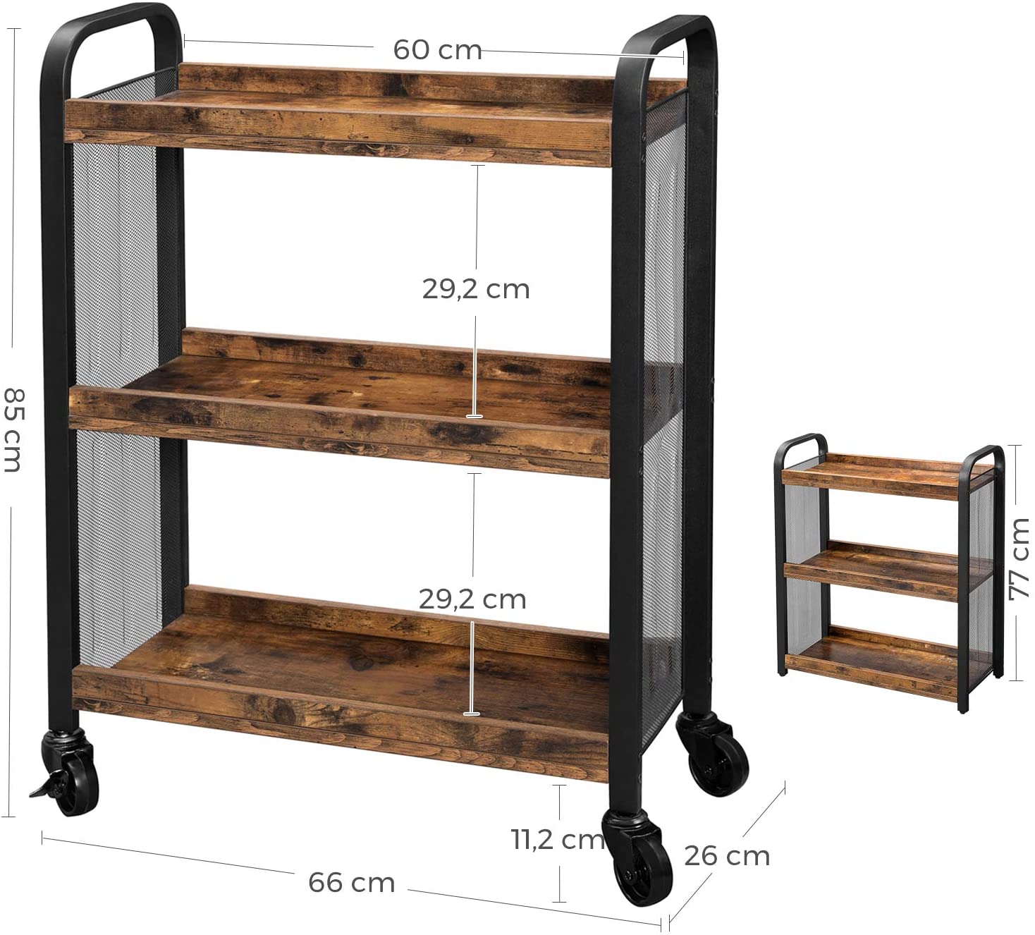 Desserte Xenia 3 tablettes - brun rustique/noir - Image 7