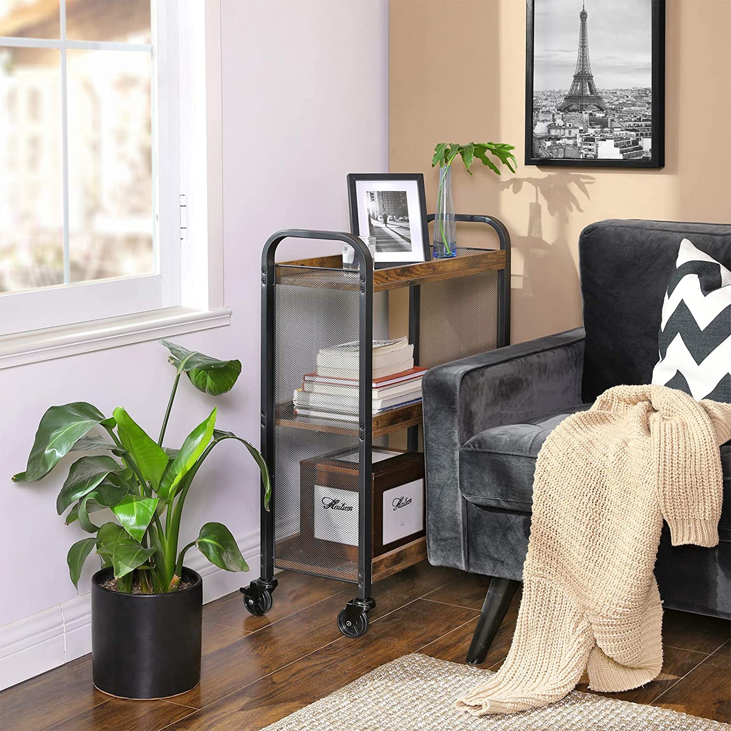 Desserte Xenia 3 tablettes - brun rustique/noir - Image 9