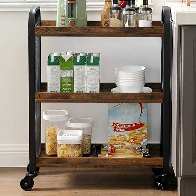 Desserte Xenia 3 tablettes - brun rustique/noir - Image 1