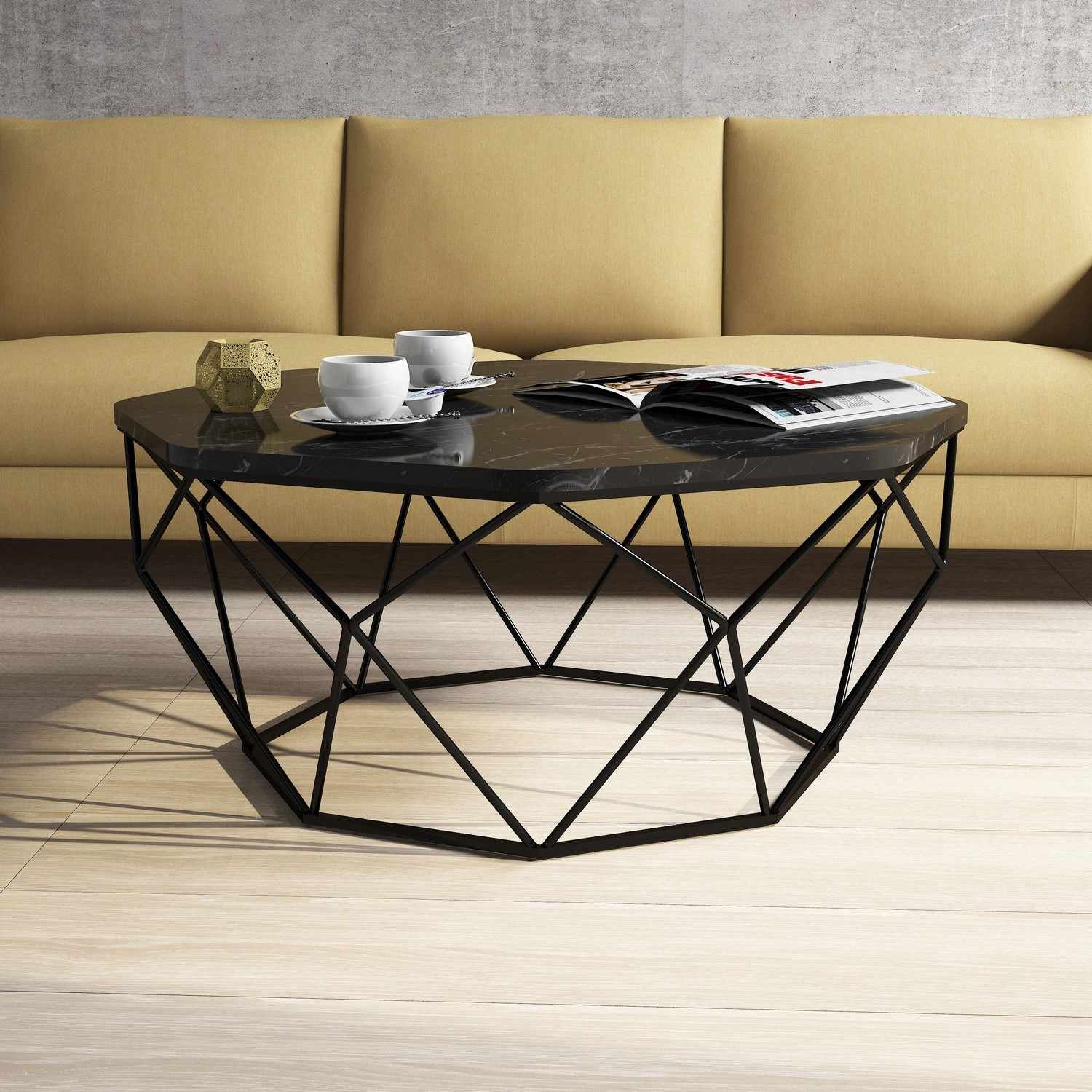 Diamond Table basse | 100 % MÉLAMINE | Noir - Image 2