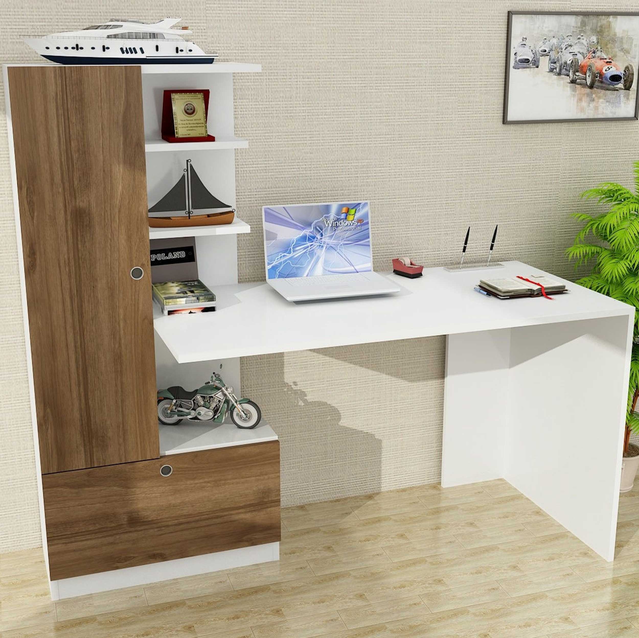 Domingos Bureau d'étude | 100 % MÉLAMINE | Blanc, Noyer - Image 1