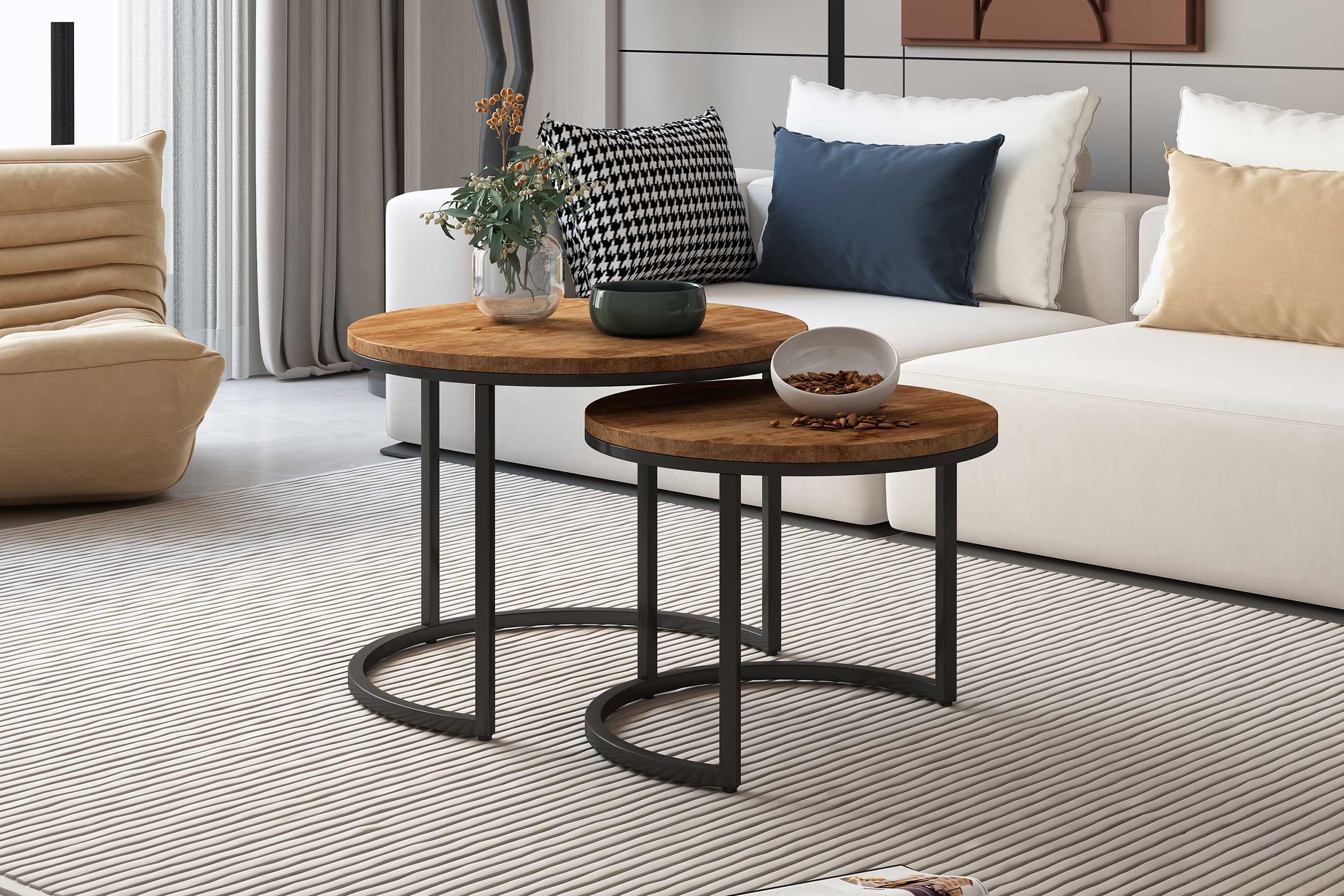 Ensemble de 2 tables basses Gaja-bois de mango - Image 8