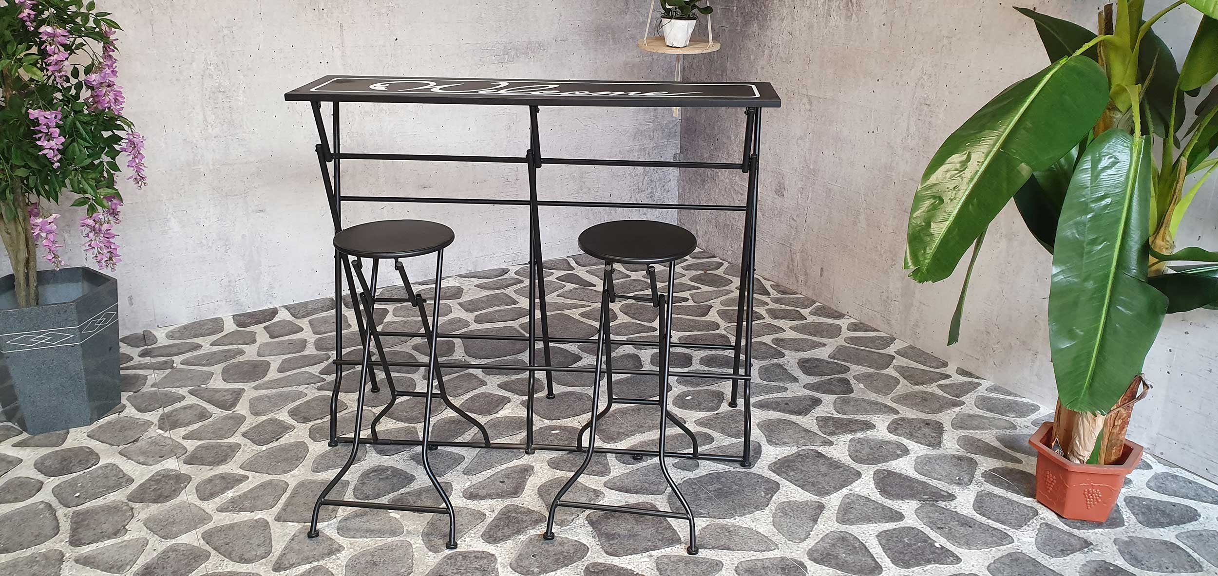 Ensemble de bar de jardin Noor, 3 pièces - noir - Image 5