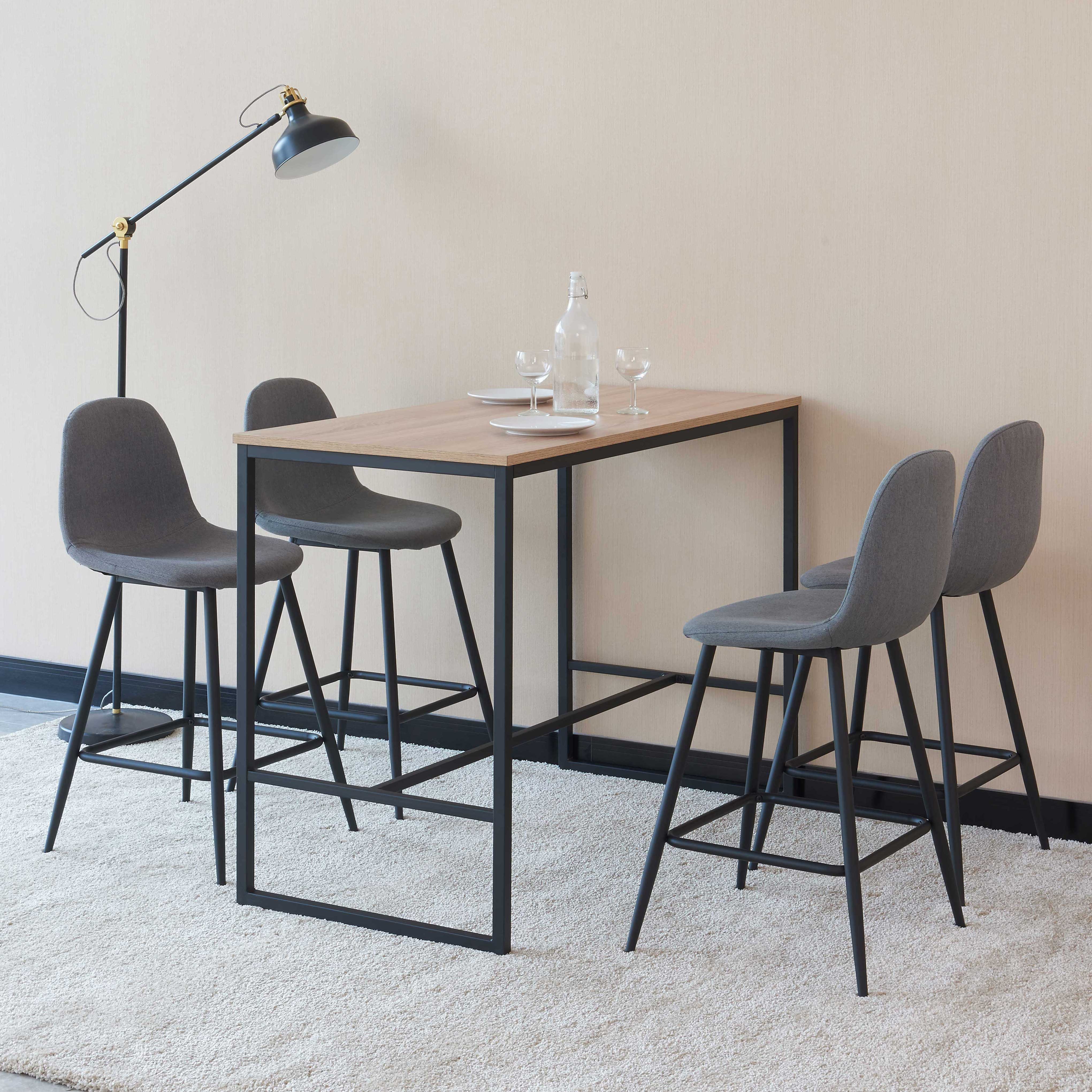 Ensemble de bar Menton 120x60 avec 4 tabourets - brun/gris - Image 1