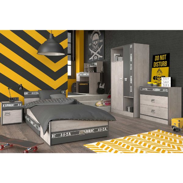 Ensemble de chambre d'enfant Fabric | Lit d'enfant, Ensemble de tiroirs de lit, Table de chevet, Armoire, Commode