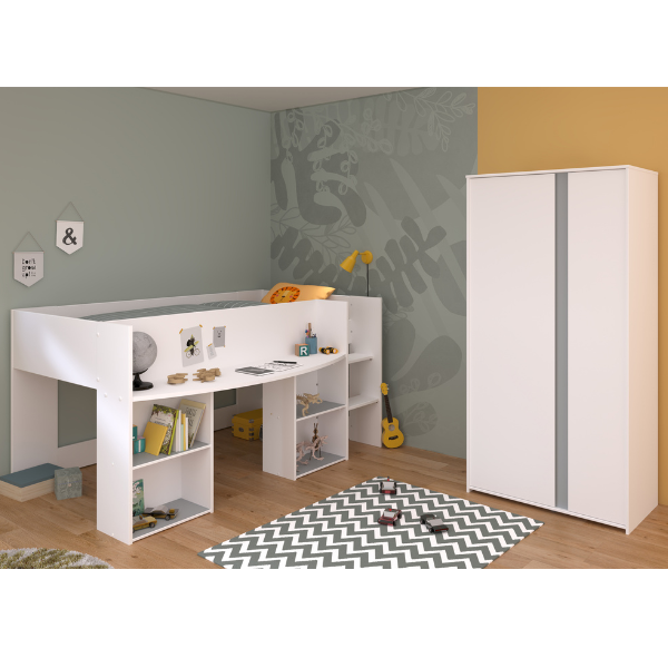 Ensemble de chambre Rue | Lit semi-haut et armoire