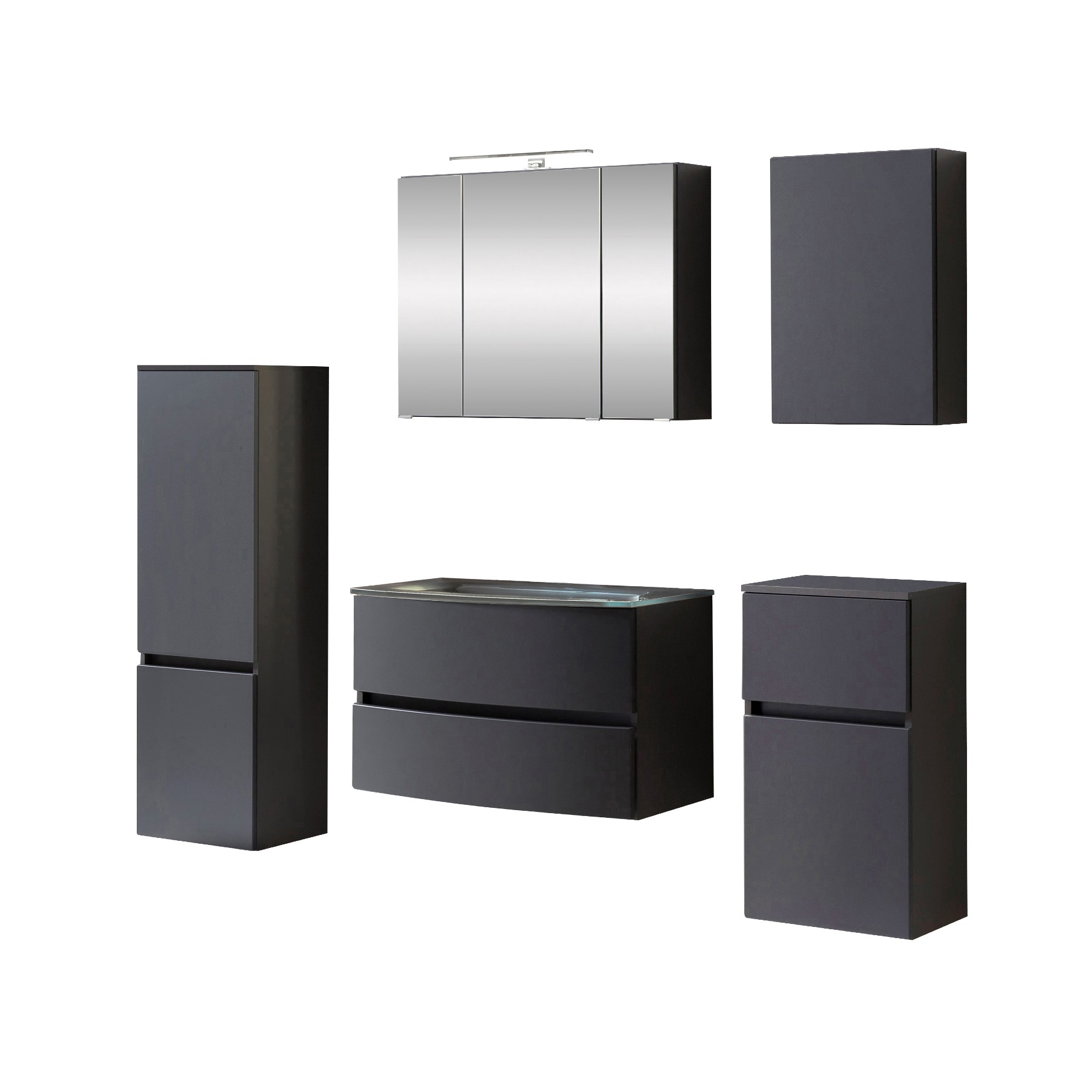 Ensemble de salle de bains Kornel 12 à 5 pièces avec vasque grise - gris graphite