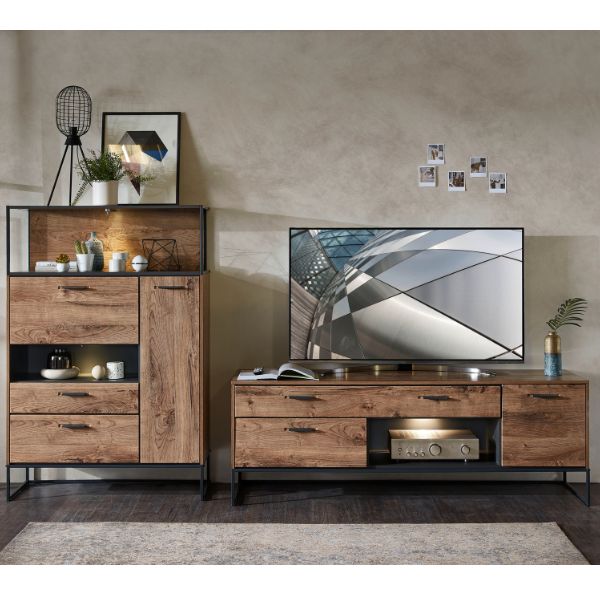 Ensemble de salon Manhattan | Meuble TV, meuble | Meuble design Walnut Brown