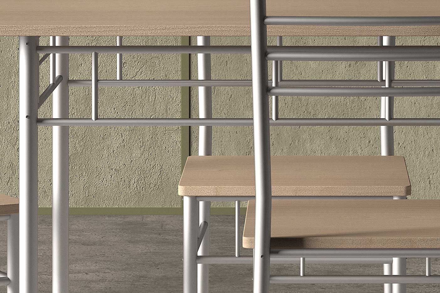 Ensemble repas Amelia avec 4 chaises - métal/ panneau de particules - Image 2