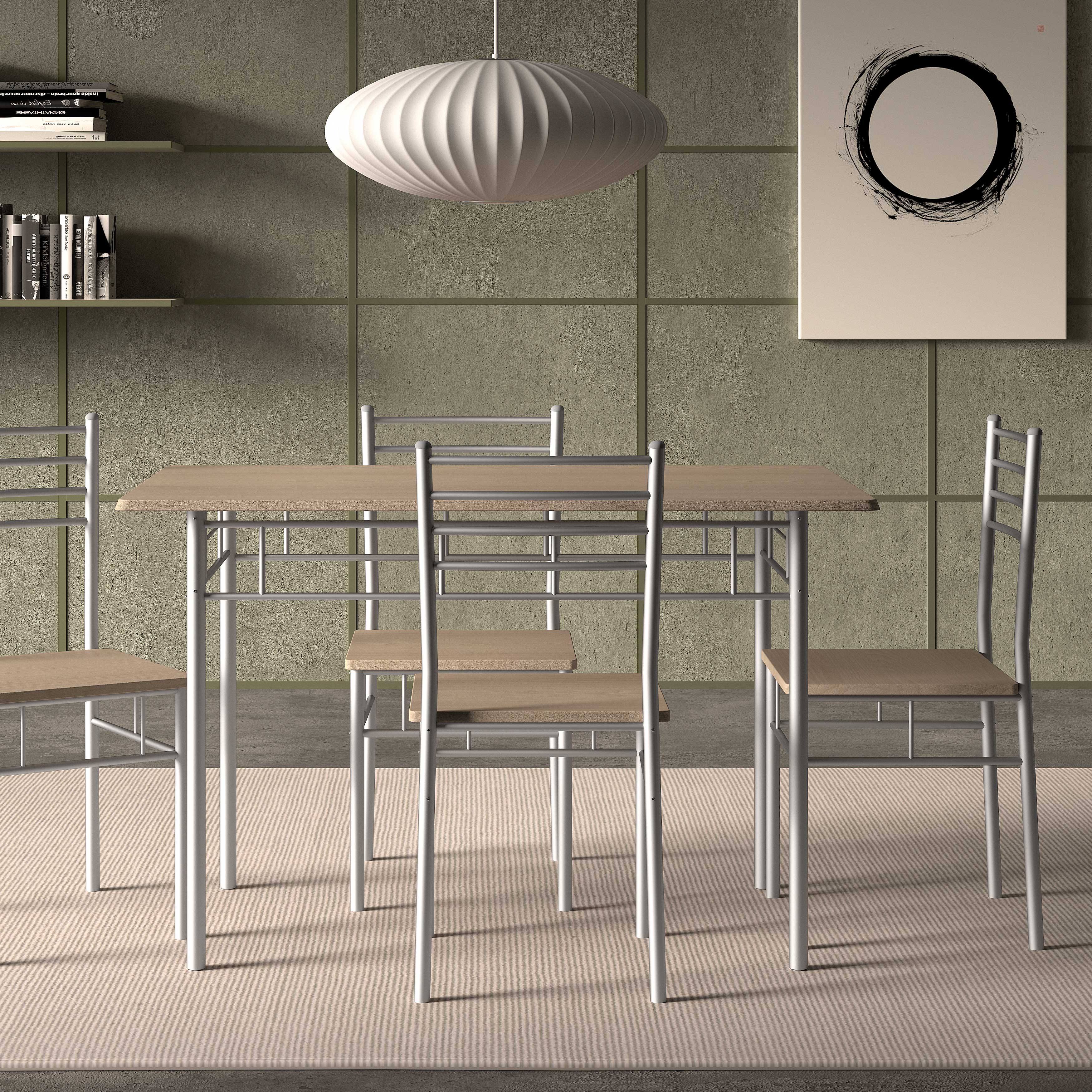 Ensemble repas Amelia avec 4 chaises - métal/ panneau de particules